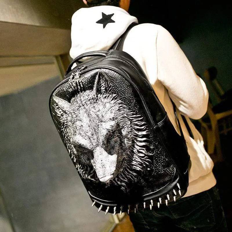 3D Backpack,3D Wolf Face Modeling backpack Without Hat-1