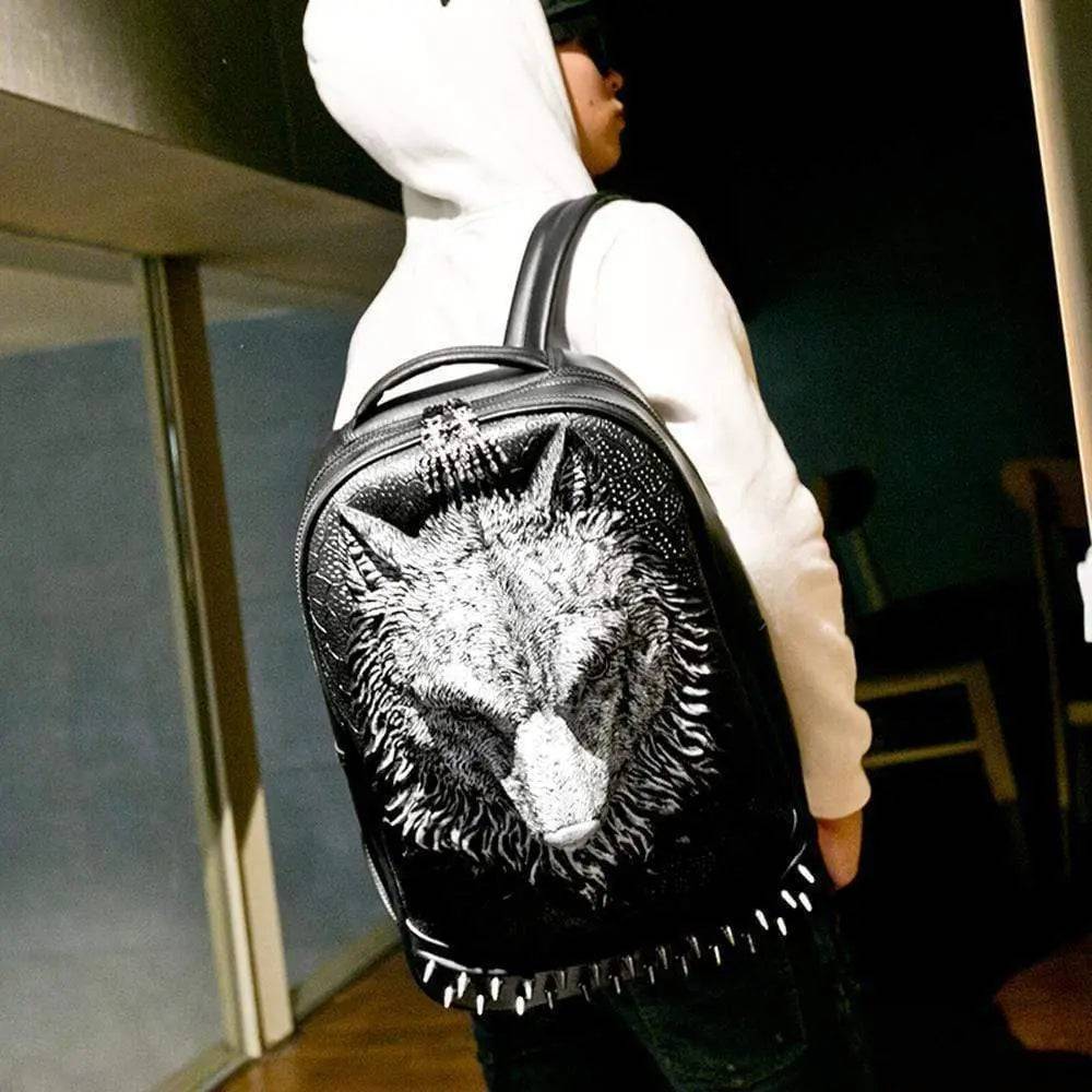 3D Backpack,3D Wolf Face Modeling backpack Without Hat-2