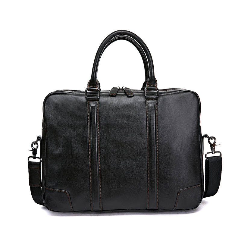 Vintage Calfskin Leather Large Briefcase,Business Laptop Cross Body Shoulder Bag-3