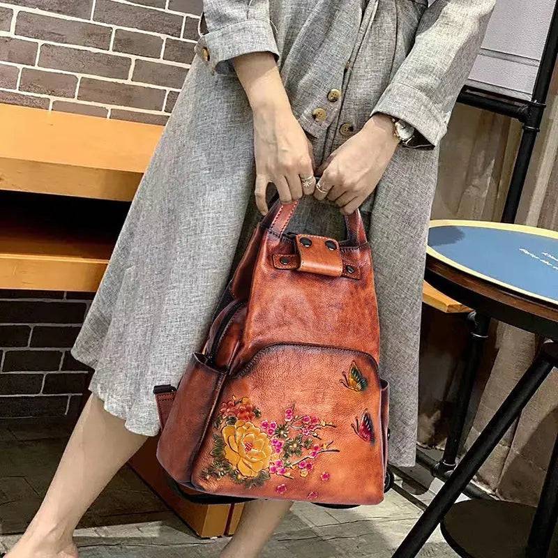 Rossie Viren Vintage Leather Backpack, Leather Rucksack, Womens Backpack, Gift for her-3