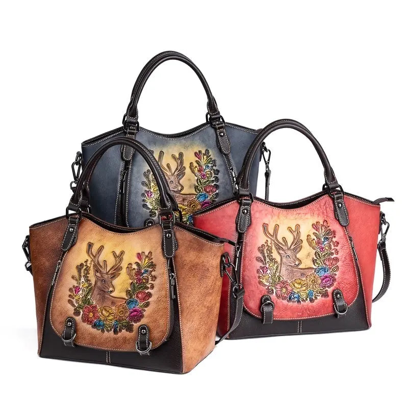 Rossie Viren Women’s Genuine Leather Handbag Shoulder Bags Work Tote Bag Top Handle Bag Ladies Purses Satchel-1