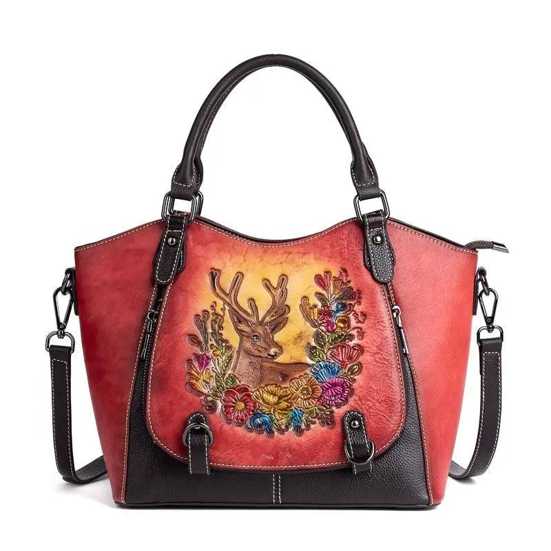 Rossie Viren Women’s Genuine Leather Handbag Shoulder Bags Work Tote Bag Top Handle Bag Ladies Purses Satchel-2