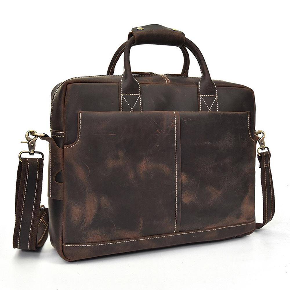 Rossie Viren Men's Large Vintage Brown Leather Briefcase / Leather Satchel / Leather Travel Bag /Leather Messenger Bag-2