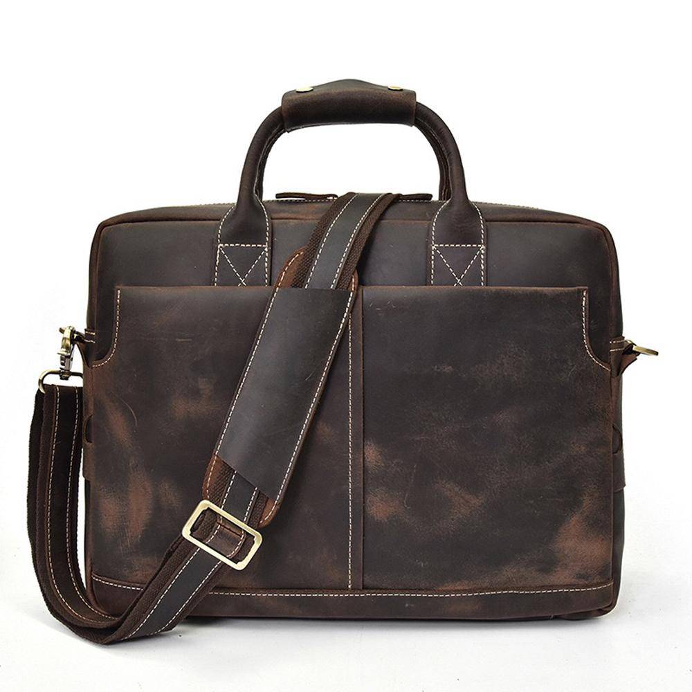 Rossie Viren Men's Large Vintage Brown Leather Briefcase / Leather Satchel / Leather Travel Bag /Leather Messenger Bag-1