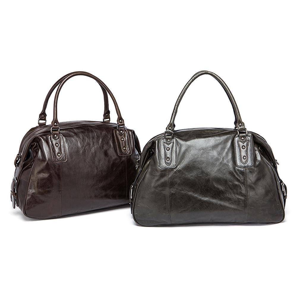 Rossie Viren Vintage Leather Large Travel Carry-All - Unisex Weekender Duffel Shoulder Bag-0