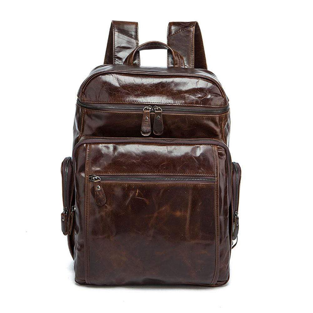Rossie Viren Vintage Leather Large Volume Backpack,Rucksack,Knapsack For Men-2