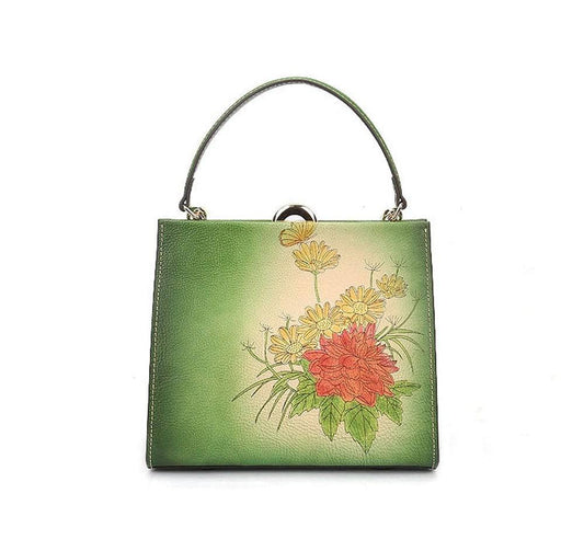 Vintage Leather Casual Box Shoulder Bag Small Square Bag-0